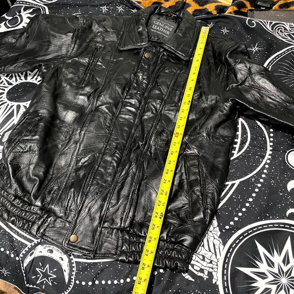 Giovanni Navarre Italian Stone Jacket Men's L Black Leather Outdoor Workwear - Picture 6 of 9